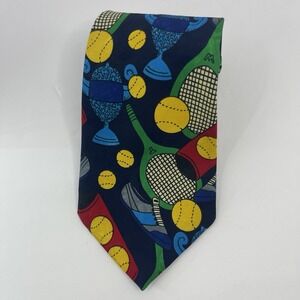 Vintage A. Rogers Tie Tennis Sport 4" X 59" Kitschy Cartoon Fun Men's Necktie